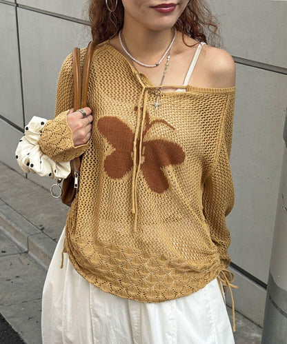 蝴蝶鏤空針織衫