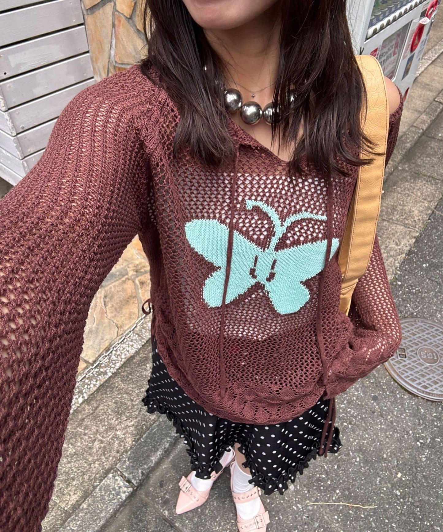 蝴蝶鏤空針織衫