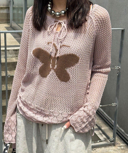 蝴蝶鏤空針織衫