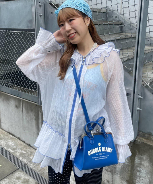 HELLO.SANFRANCISCO 碎花荷葉邊薄款連帽衫