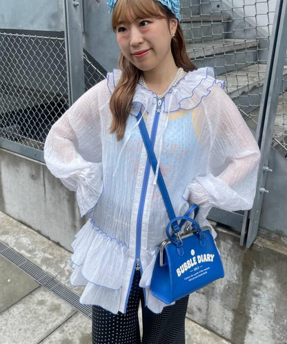 HELLO.SANFRANCISCO 碎花荷葉邊薄款連帽衫