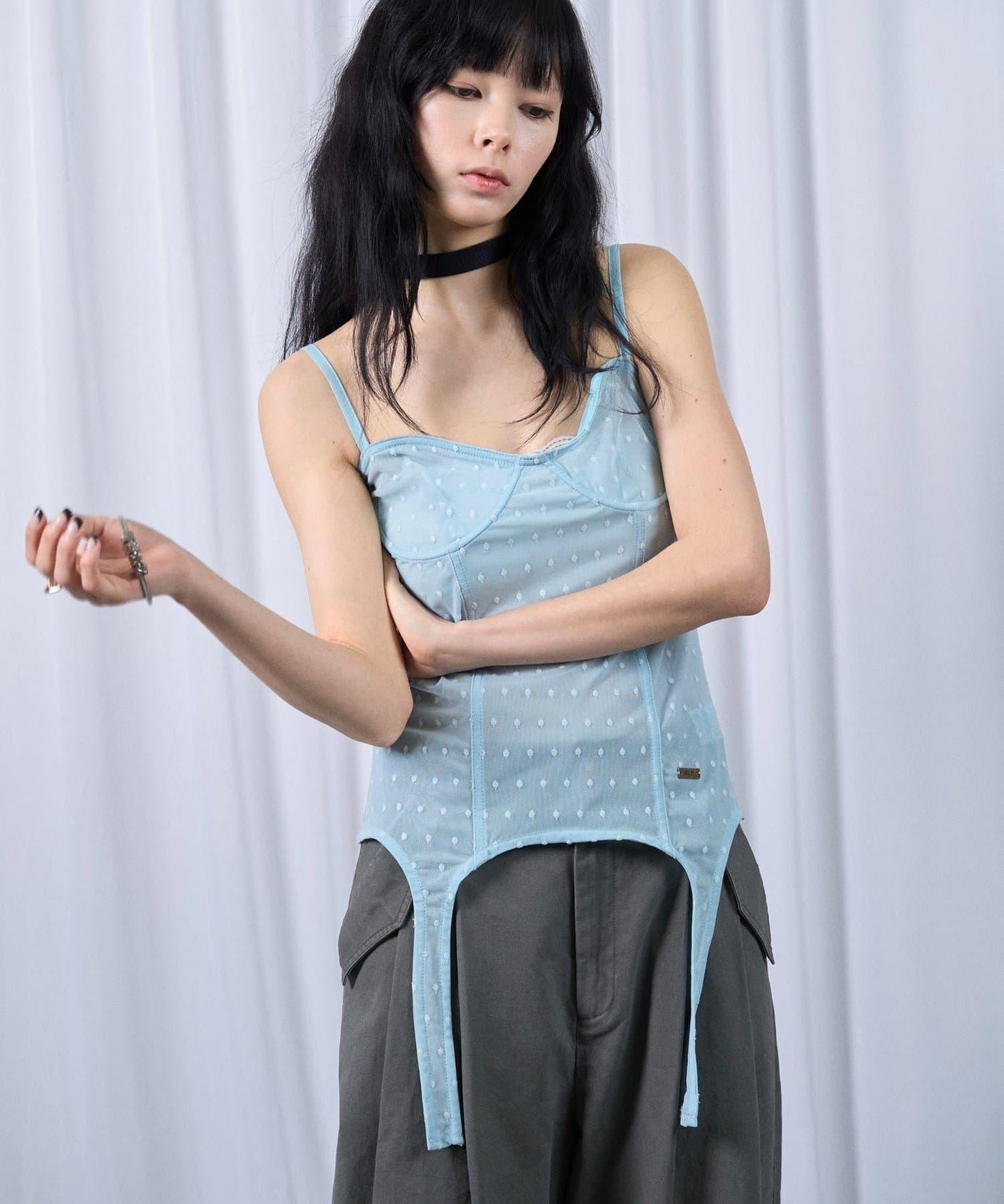 【SixM 】Tulle garter corset