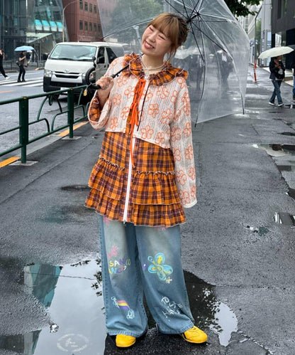 HELLO.SANFRANCISCO 碎花荷葉邊薄款連帽衫
