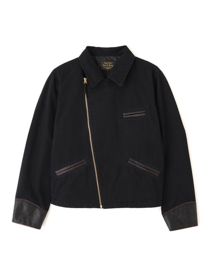 LEATHER COMB. DOUBLE RIDERS 皮革拼接雙排扣機車夾克