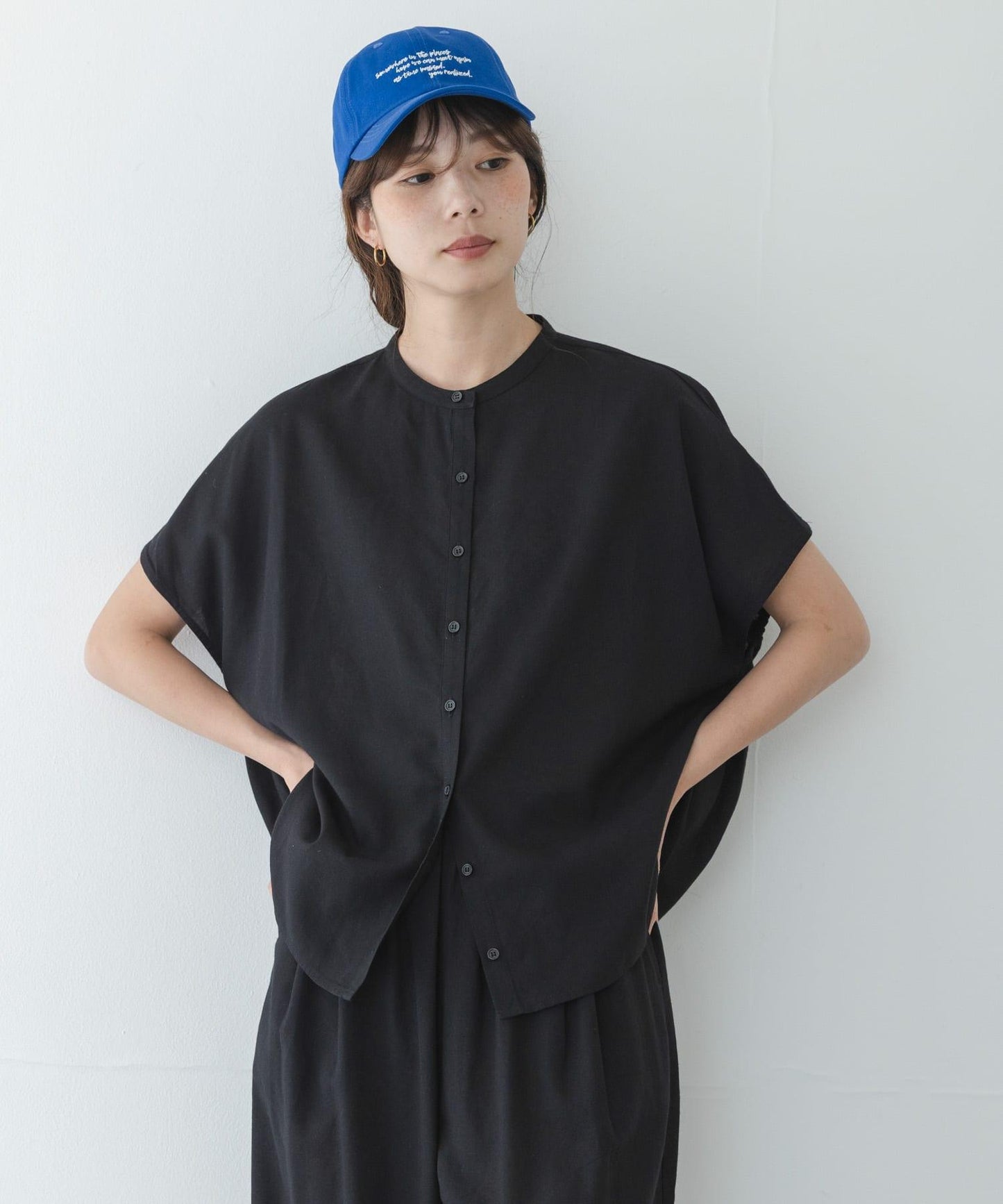 亞麻混紡繭型法式襯衫