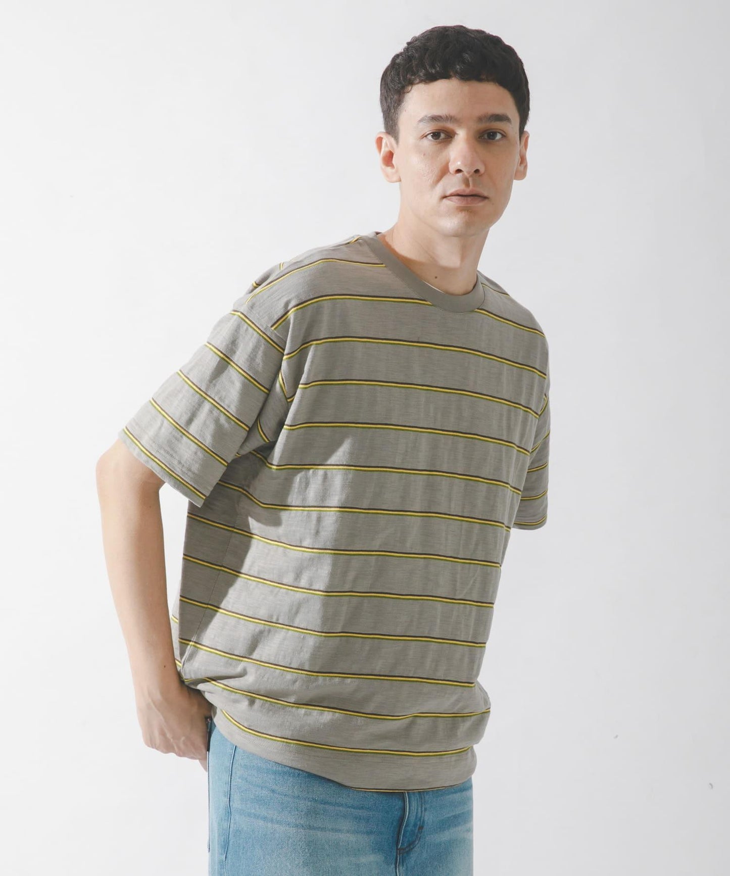竹節棉條紋短袖T恤