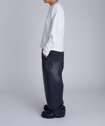 【UNISEX】【Sourcream】華夫格亨利領長袖T恤 [26AW]