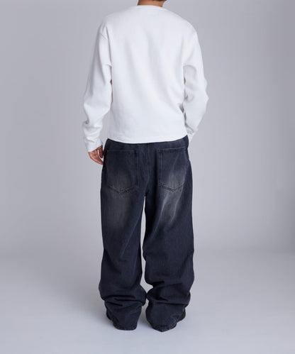 【UNISEX】【Sourcream】華夫格亨利領長袖T恤 [26AW]