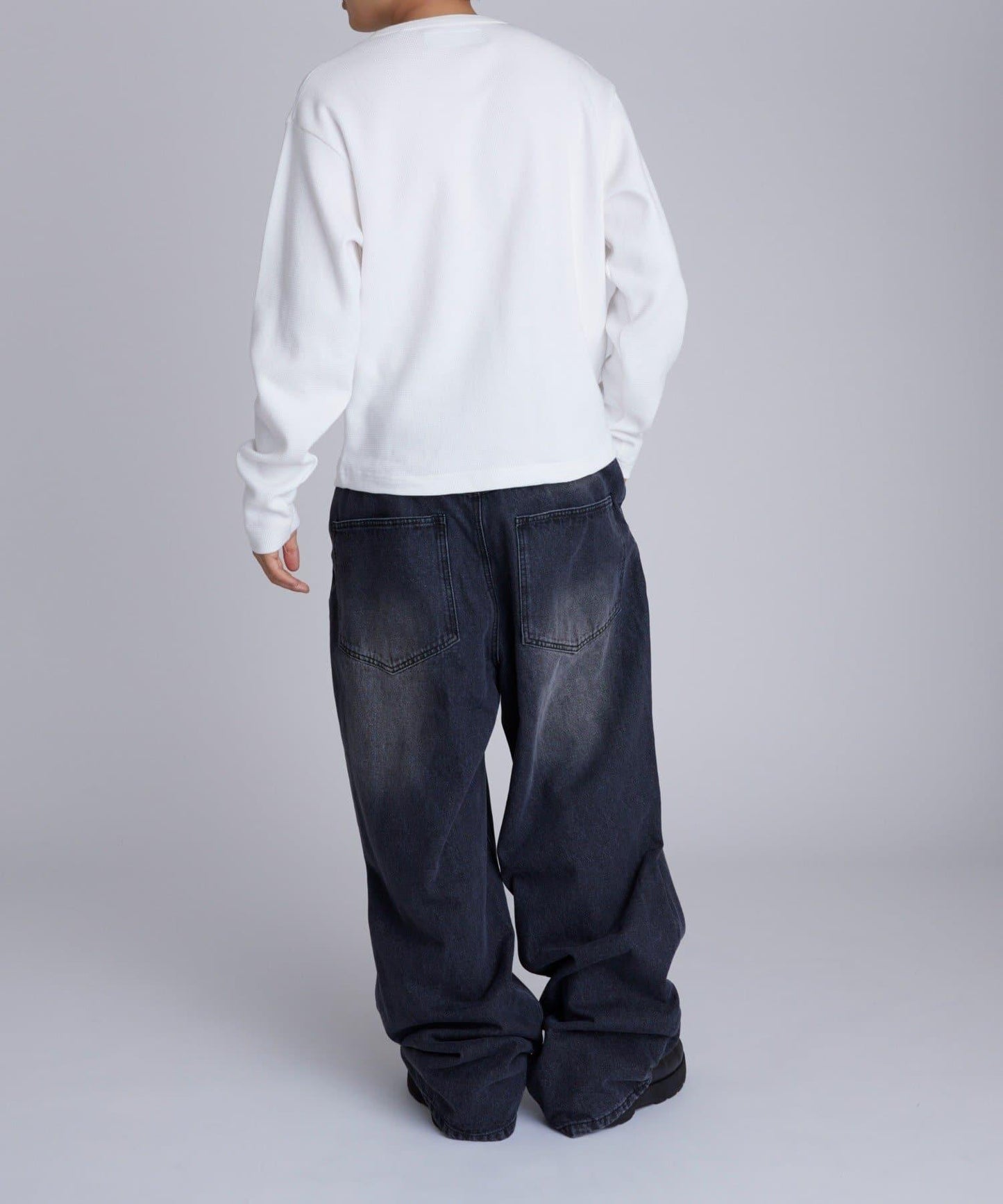 【UNISEX】【Sourcream】華夫格亨利領長袖T恤 [26AW]