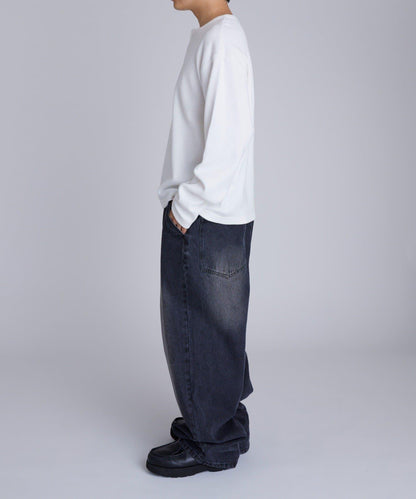 【UNISEX】【Sourcream】華夫格亨利領長袖T恤 [26AW]