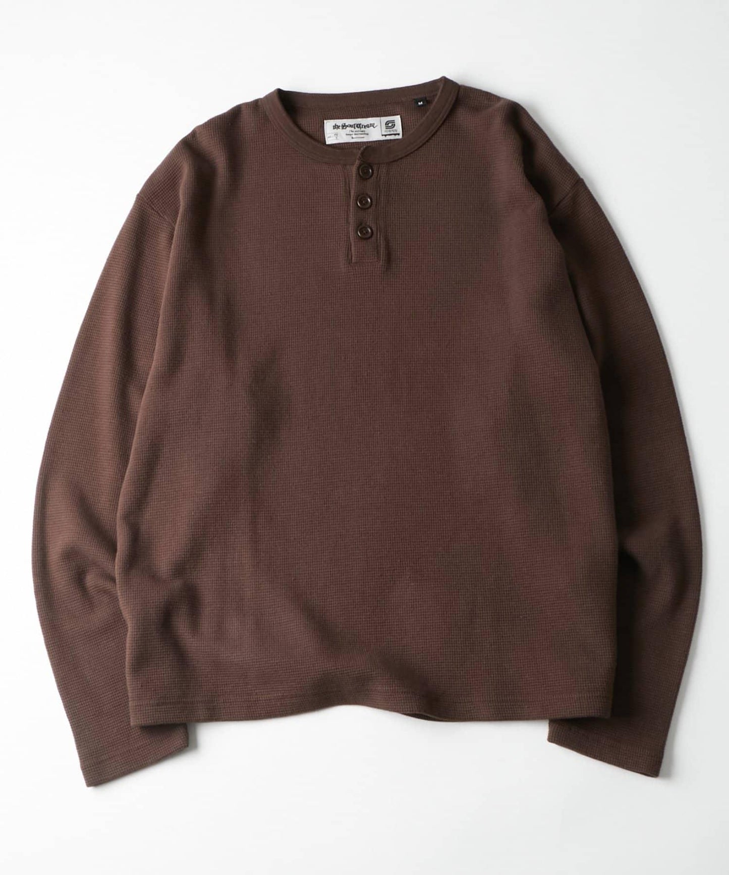 【UNISEX】【Sourcream】華夫格亨利領長袖T恤 [26AW]