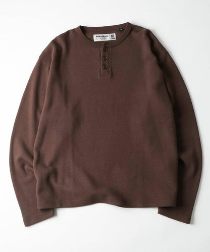 【UNISEX】【Sourcream】華夫格亨利領長袖T恤 [26AW]