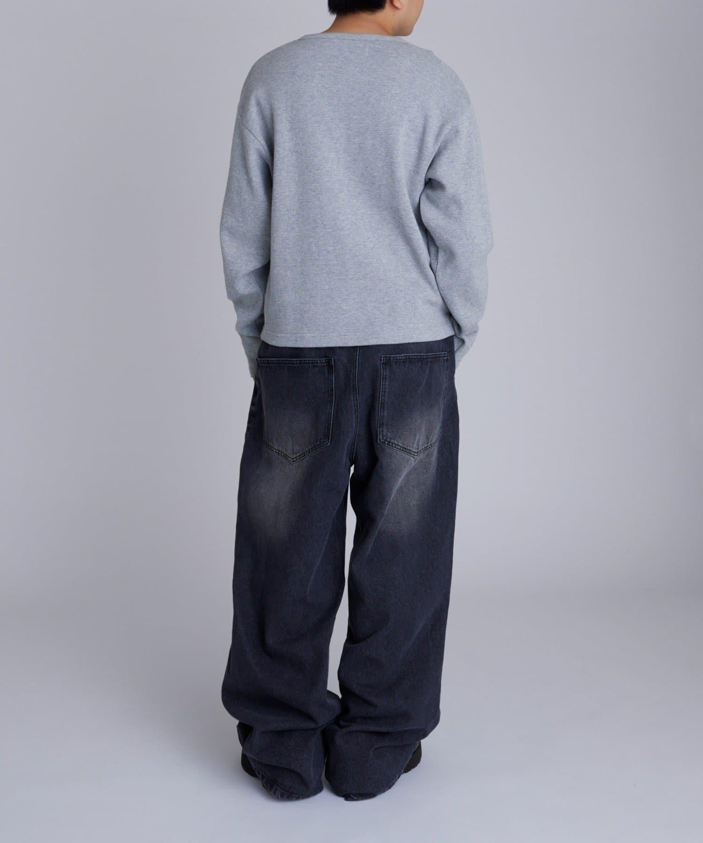 【UNISEX】【Sourcream】華夫格亨利領長袖T恤 [26AW]