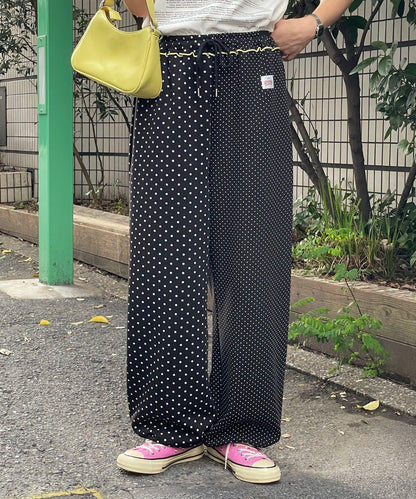 HELLO.SANFRANCISCO 不對稱波點撞色闊腿褲
