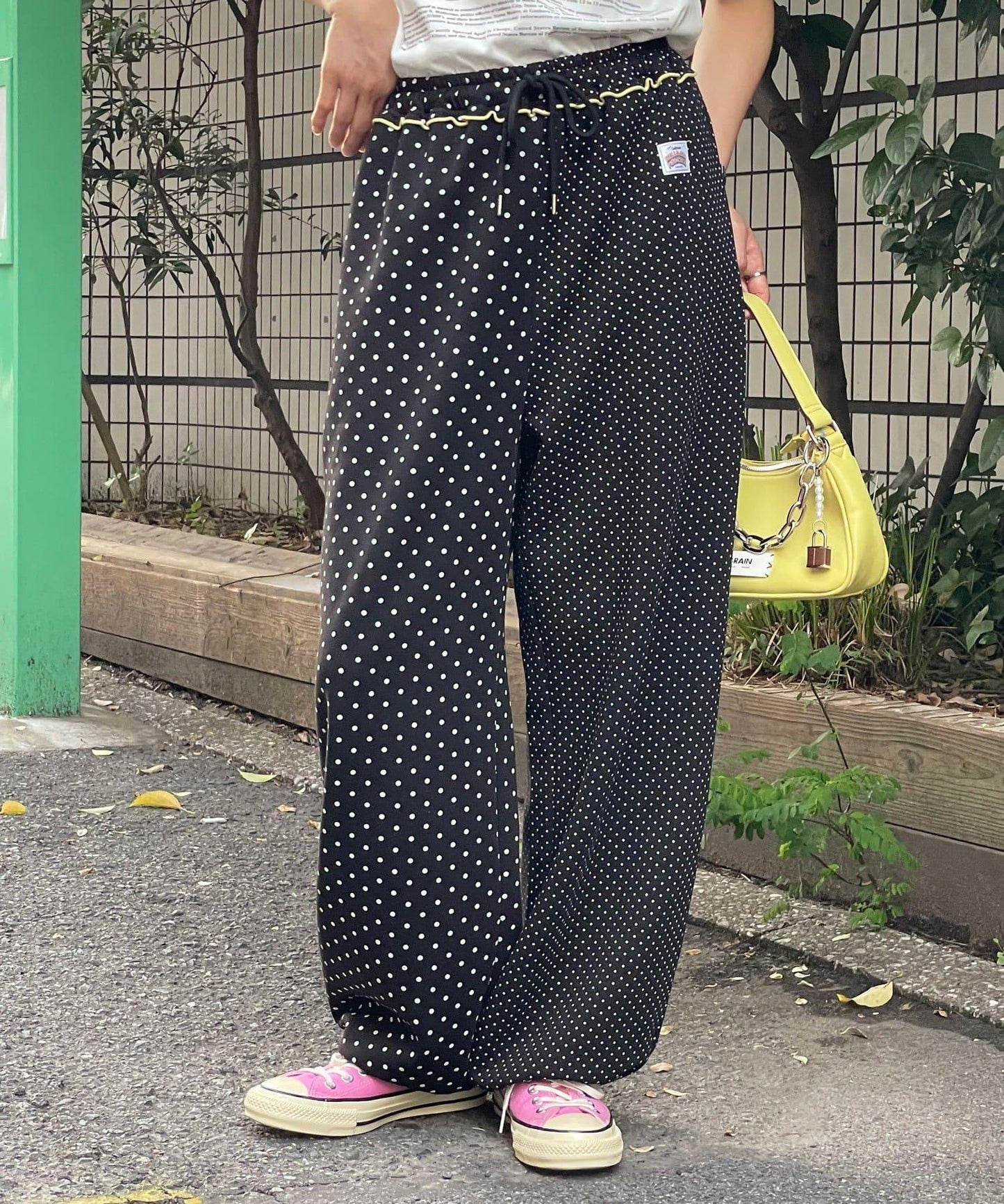 HELLO.SANFRANCISCO 不對稱波點撞色闊腿褲