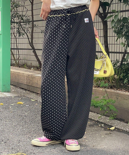 HELLO.SANFRANCISCO 不對稱波點撞色闊腿褲