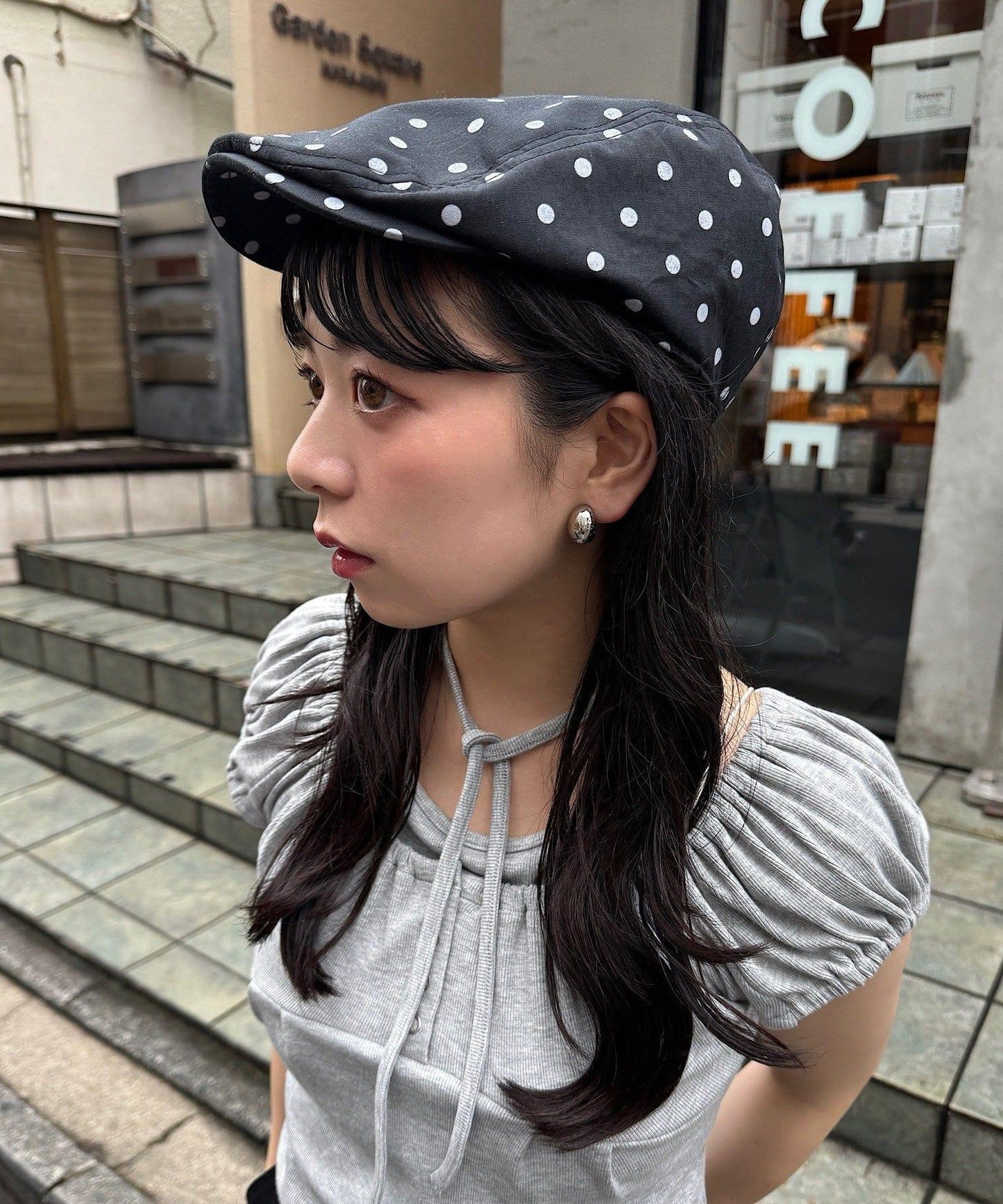 波點拼色無地 獵鴨帽