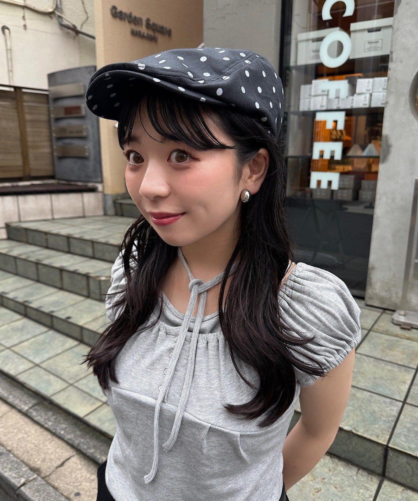 波點拼色無地 獵鴨帽