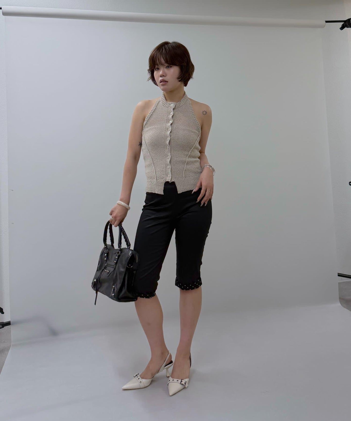 【mline】翻邊波點 七分褲