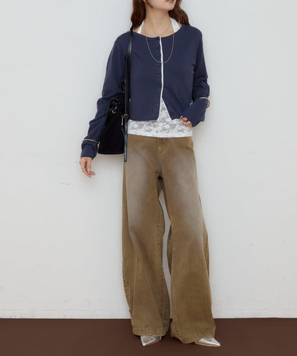 撞色開襟日常針織開衫