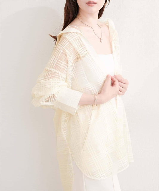 natural couture 透視格紋襯衫