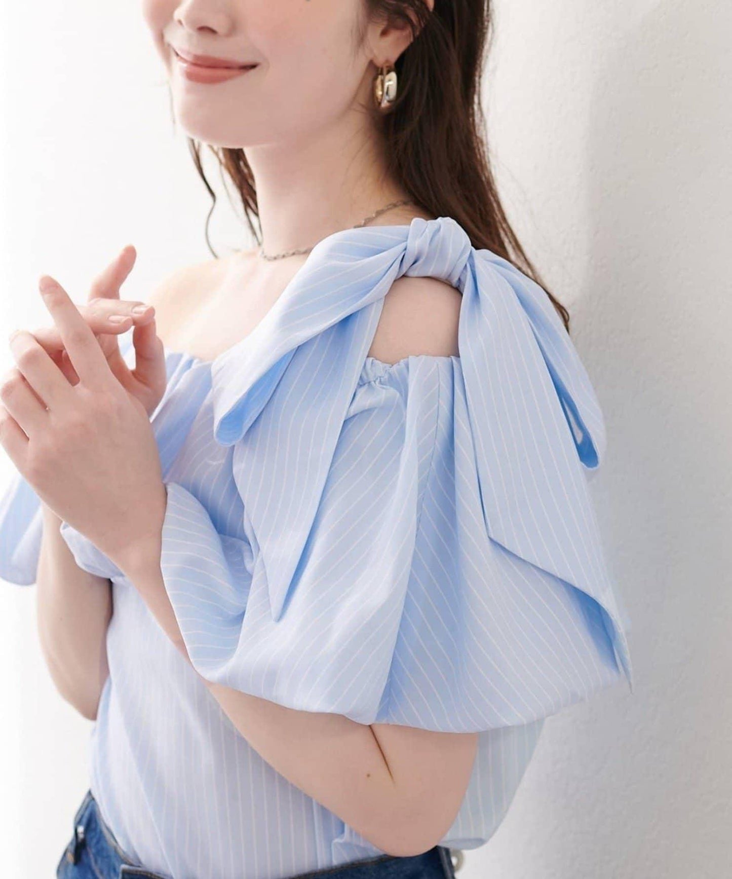 natural couture 多穿法露肩泡泡袖上衣