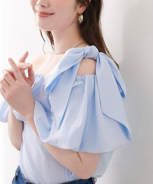 natural couture 多穿法露肩泡泡袖上衣