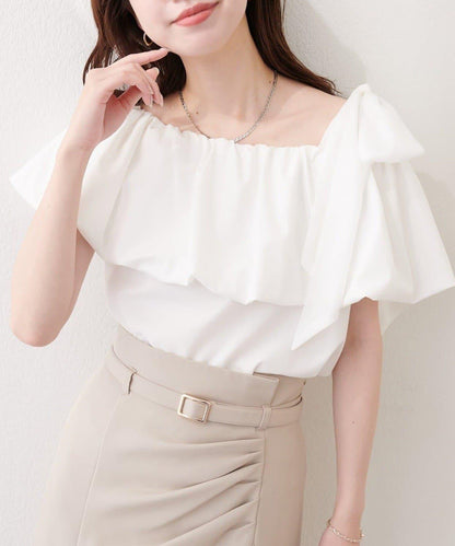 natural couture 多穿法露肩泡泡袖上衣