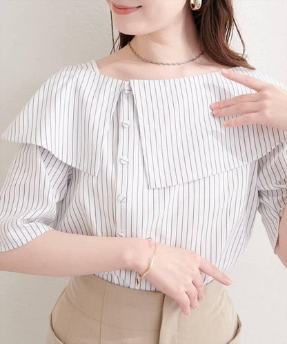 【natural couture】接觸冷感機洗防皺不對稱領上衣