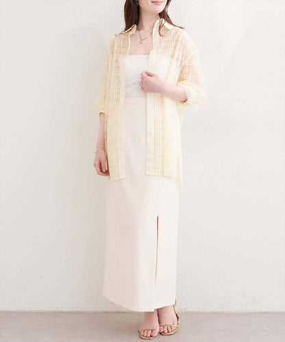 natural couture 透視格紋襯衫