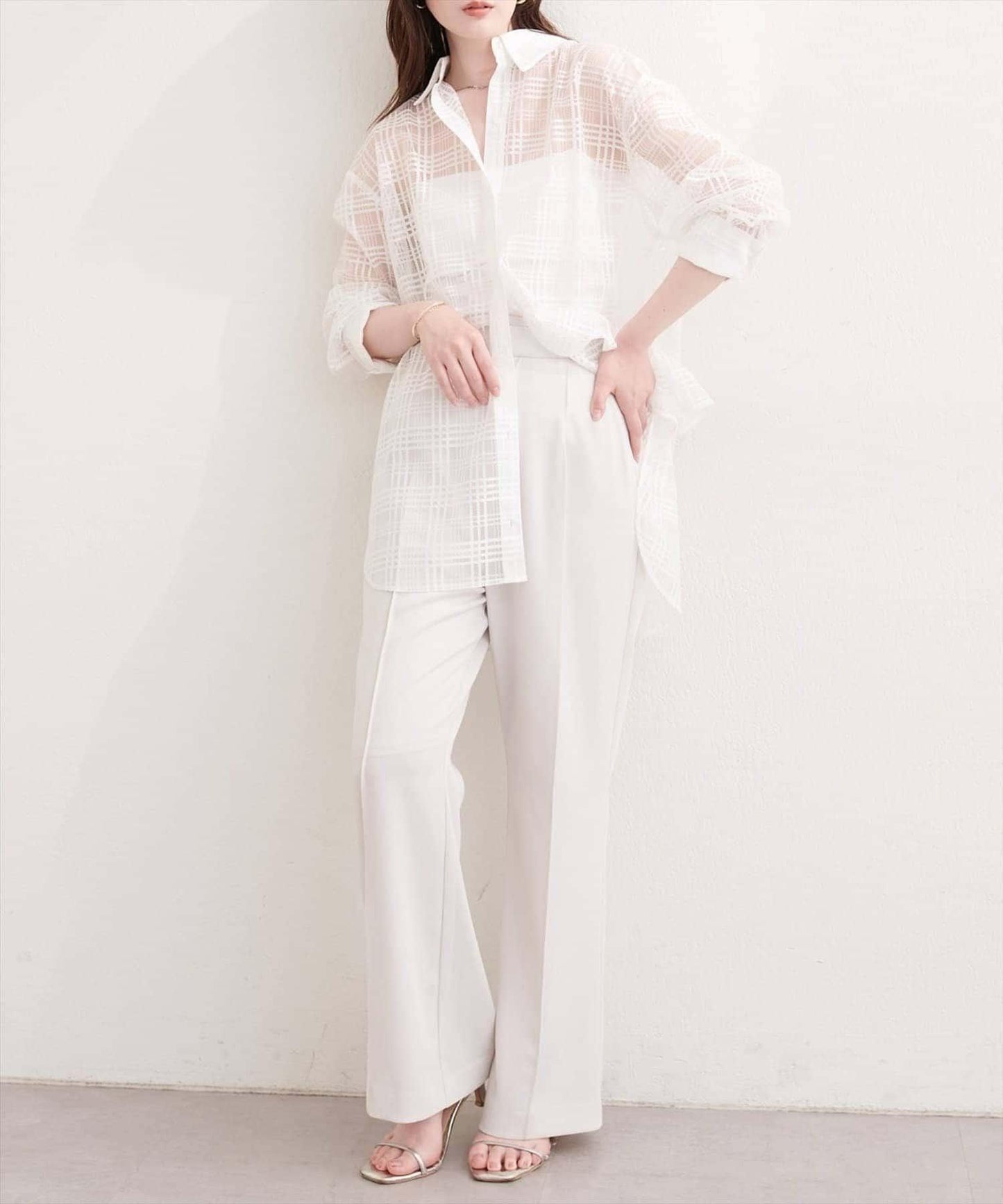 natural couture 透視格紋襯衫