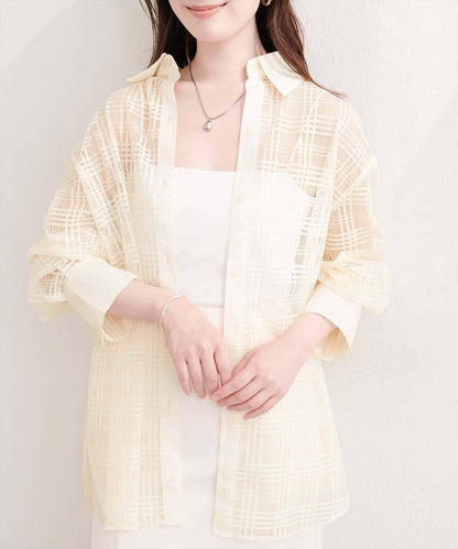 natural couture 透視格紋襯衫