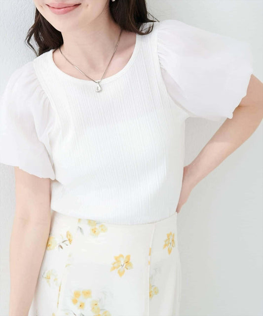 natural couture 透視燈籠袖上衣