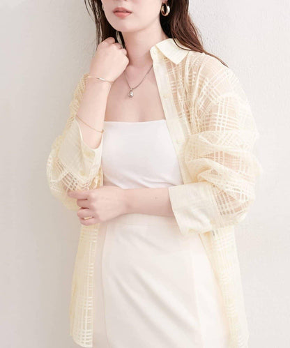 natural couture 透視格紋襯衫