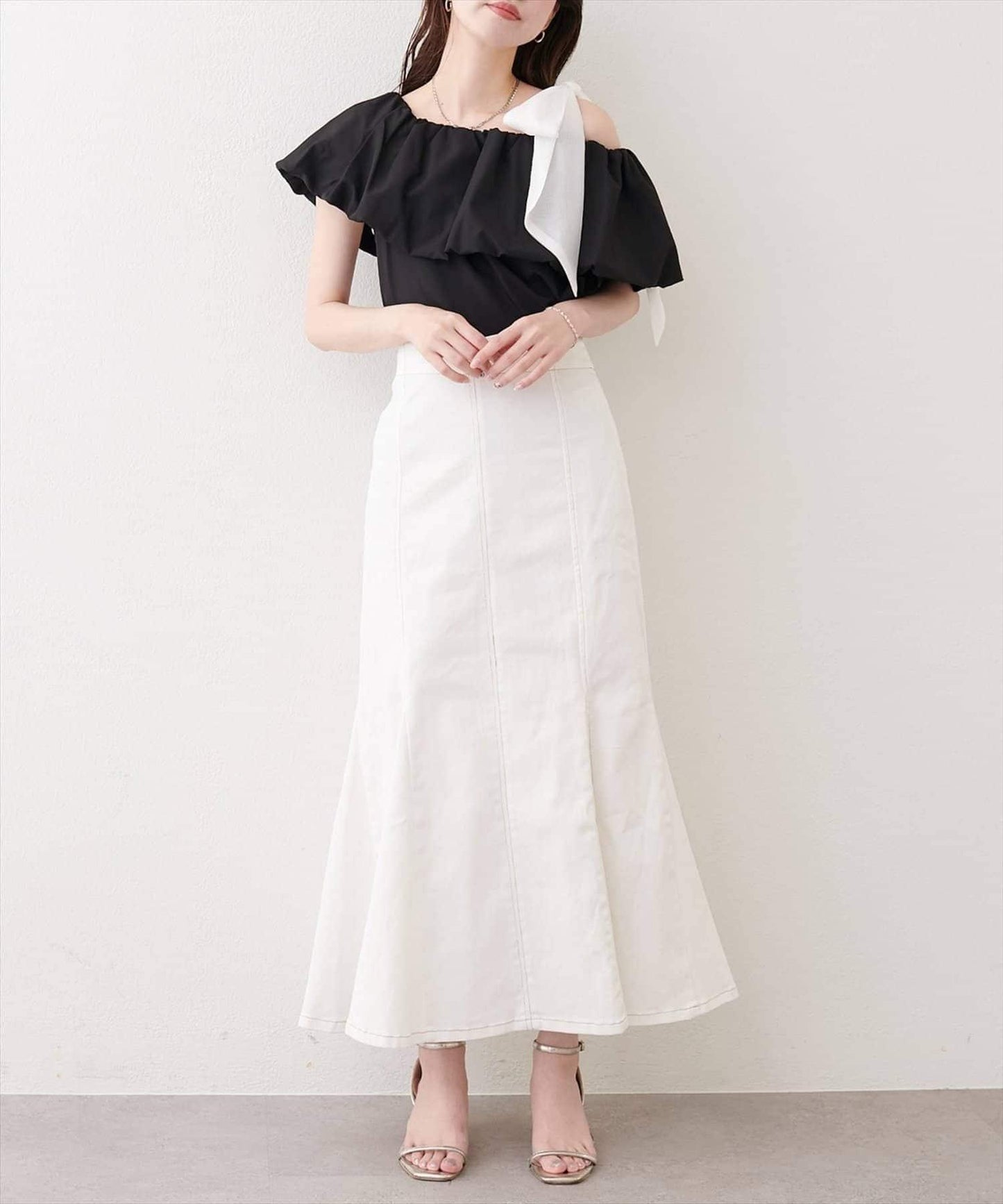 natural couture 多穿法露肩泡泡袖上衣
