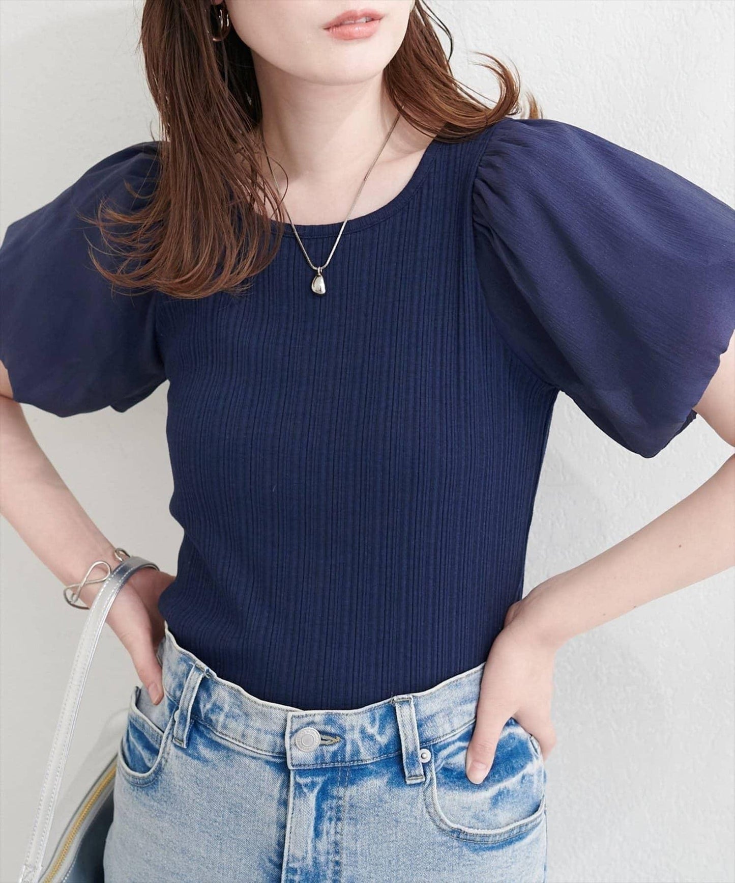 natural couture 透視燈籠袖上衣