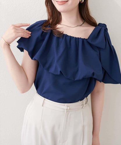 natural couture 多穿法露肩泡泡袖上衣