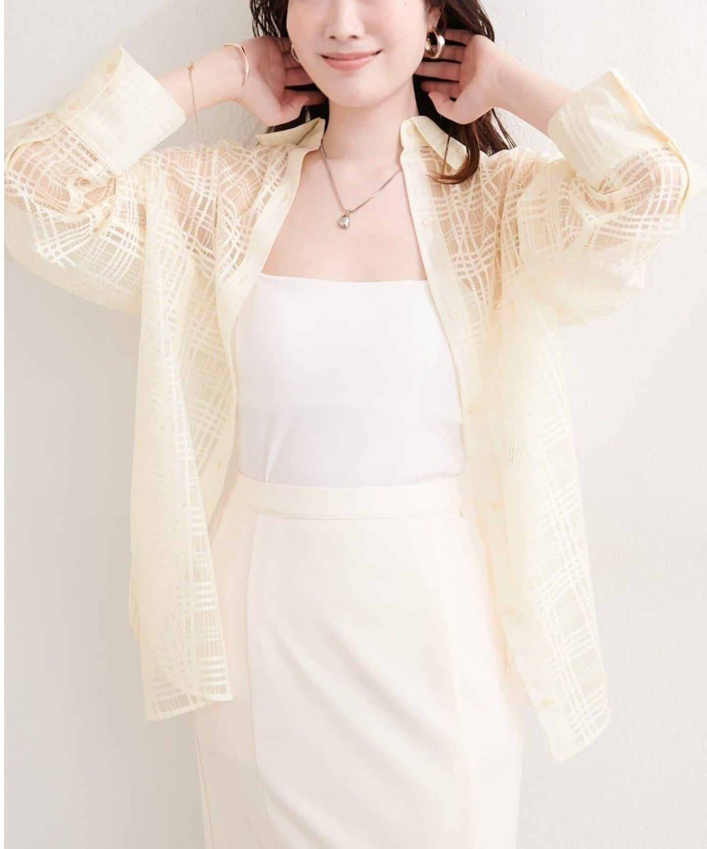 natural couture 透視格紋襯衫