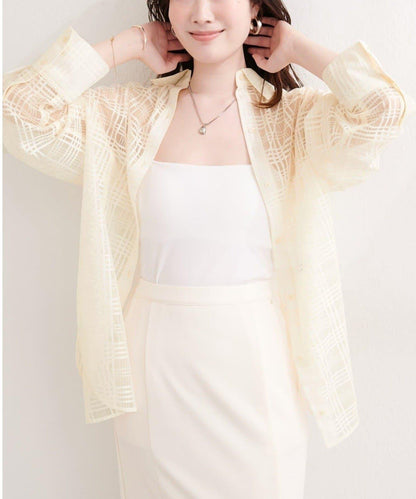natural couture 透視格紋襯衫