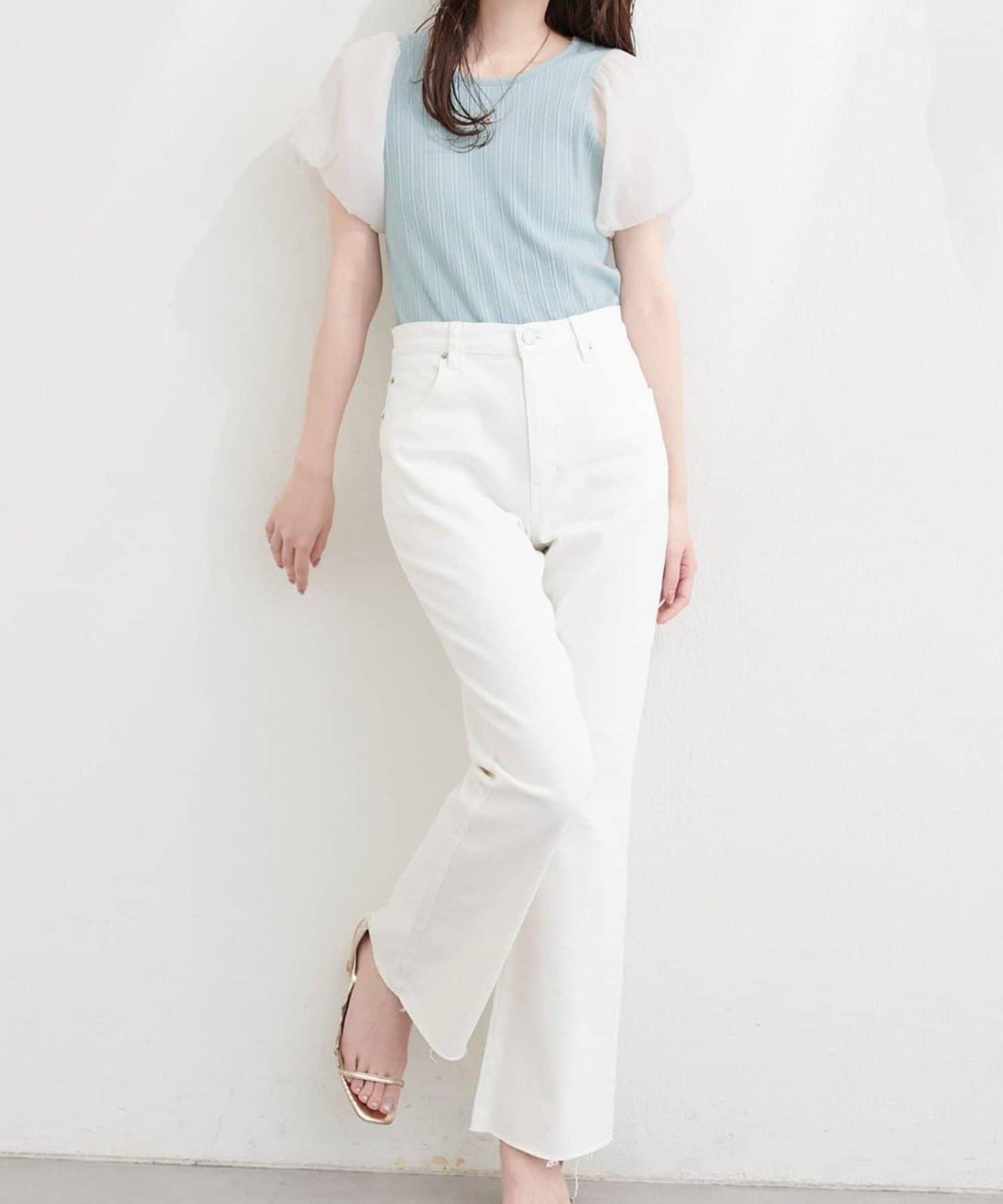 natural couture 透視燈籠袖上衣