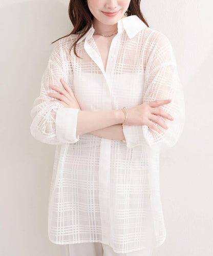 natural couture 透視格紋襯衫