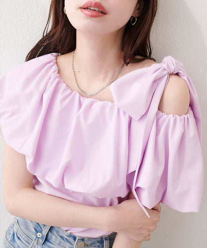 natural couture 多穿法露肩泡泡袖上衣