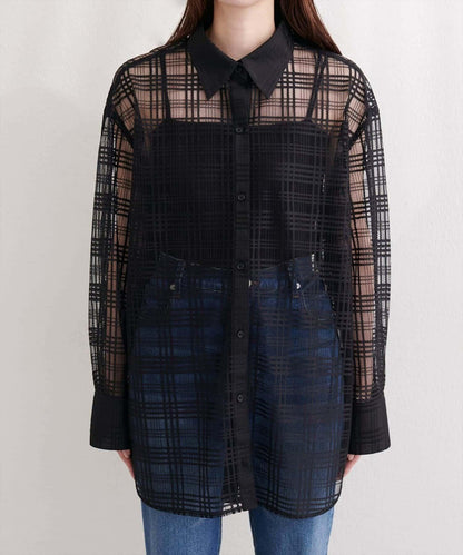 natural couture 透視格紋襯衫