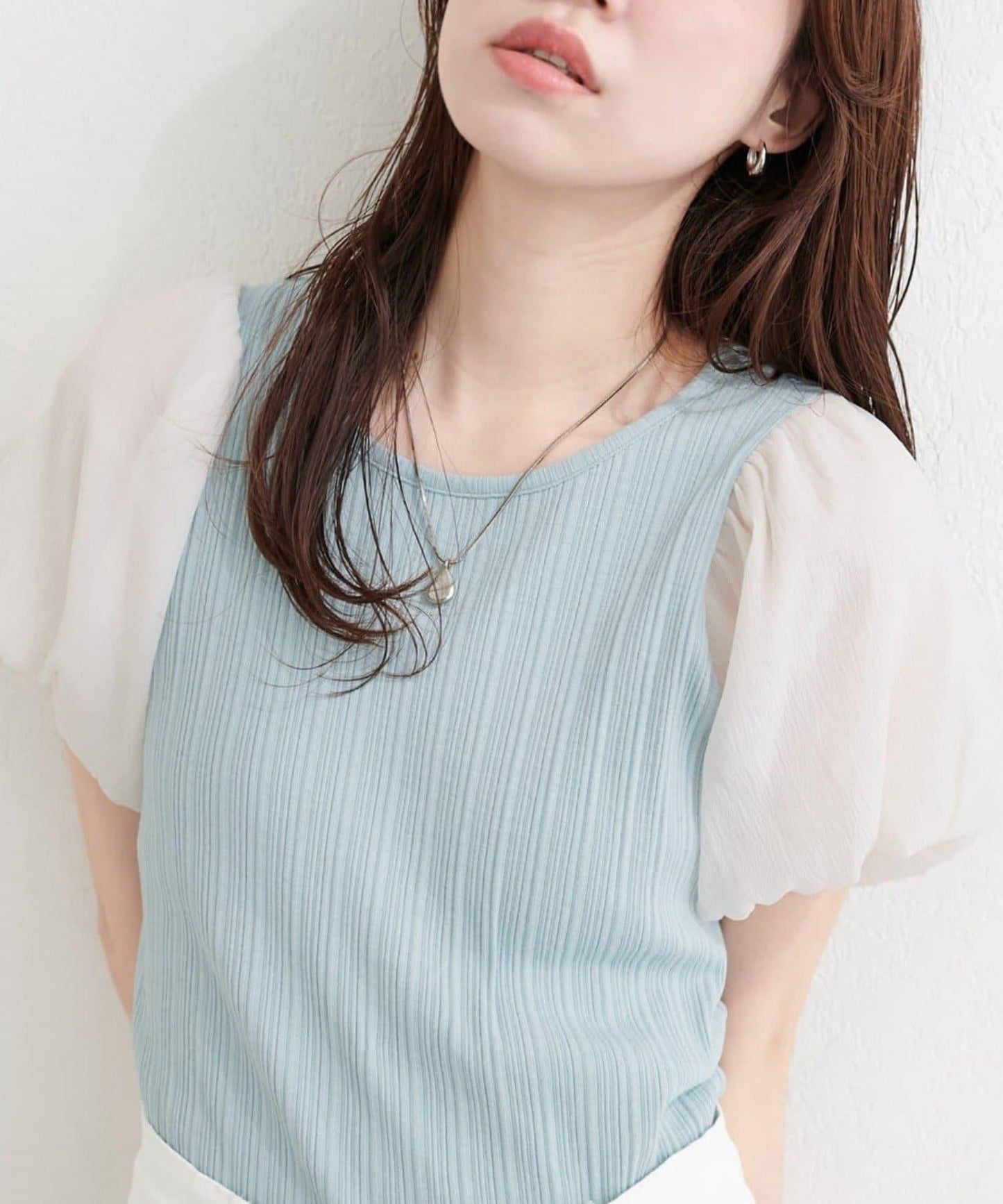 natural couture 透視燈籠袖上衣