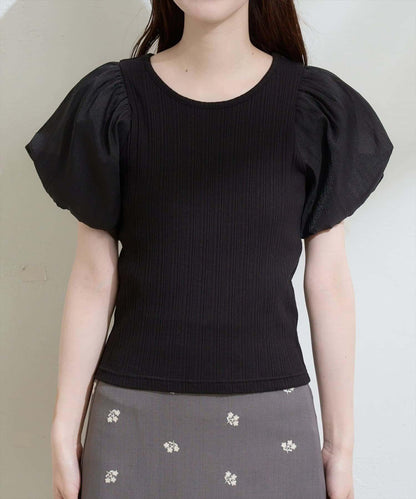 natural couture 透視燈籠袖上衣