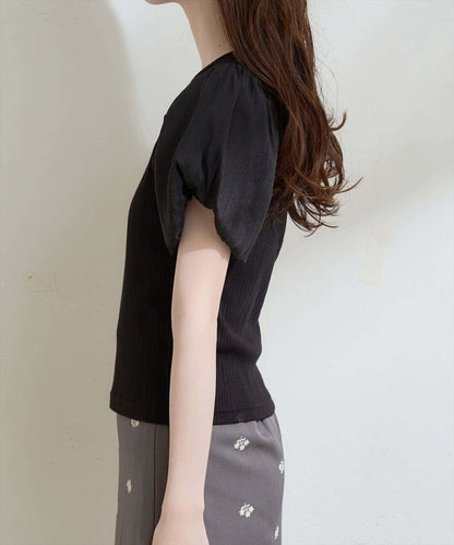 natural couture 透視燈籠袖上衣