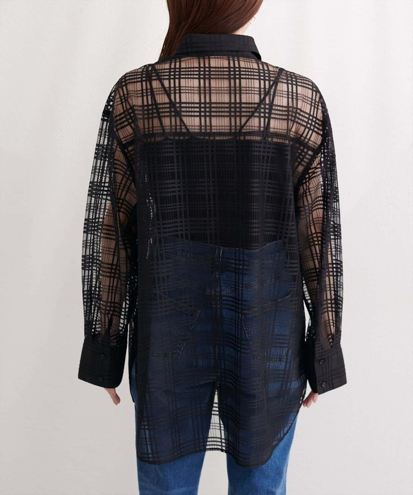 natural couture 透視格紋襯衫