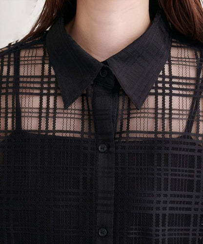 natural couture 透視格紋襯衫