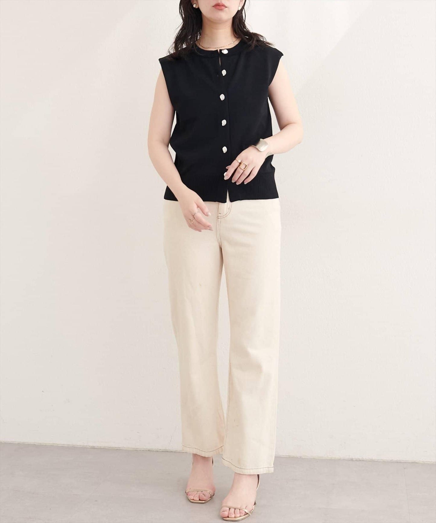 natural couture 紐扣無袖針織衫
