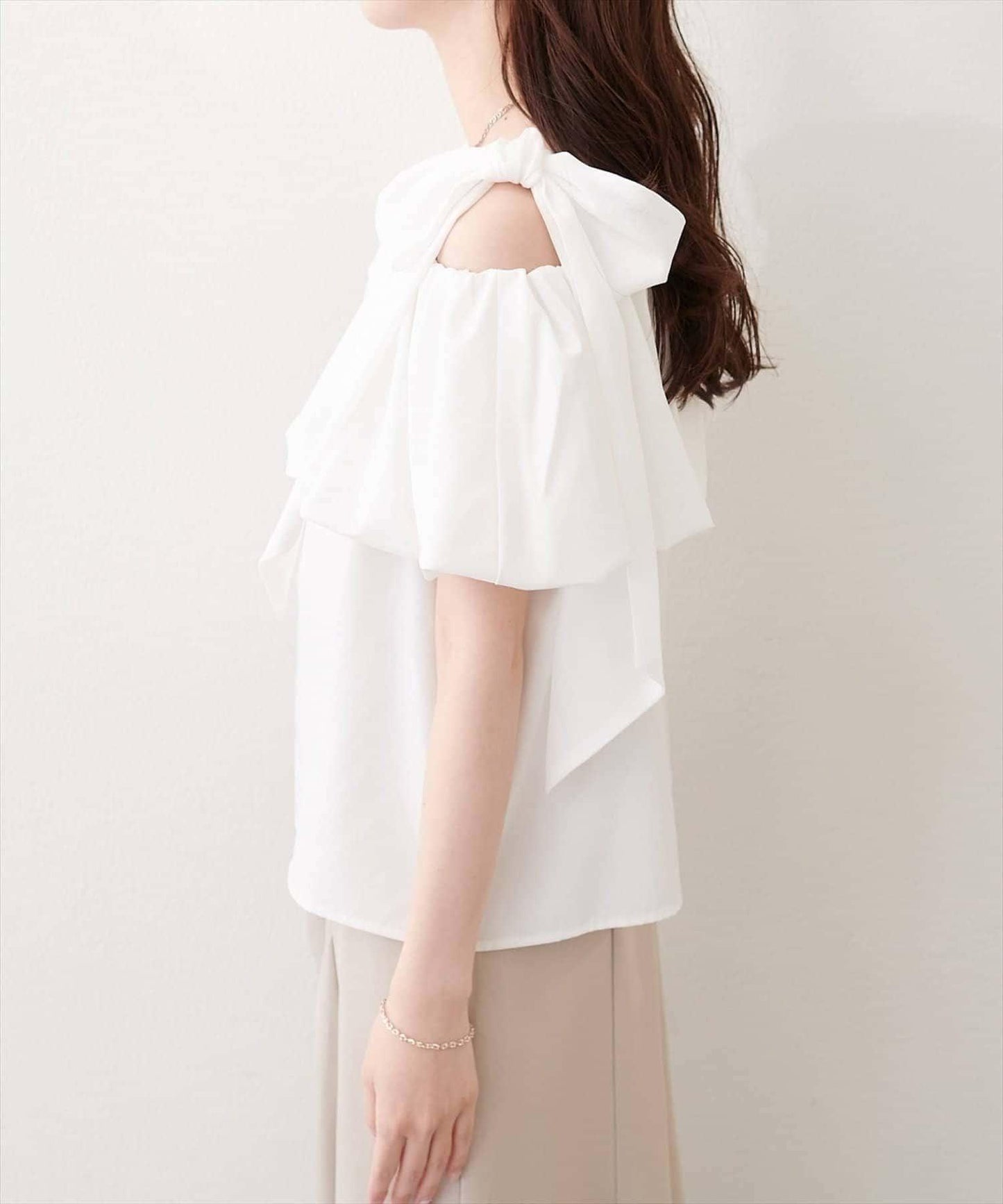 natural couture 多穿法露肩泡泡袖上衣